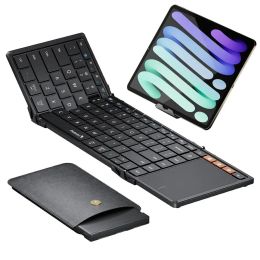 Foldable Keyboard with Touchpad, XK01 TP Folding Portable Keyboard, Full Size Keys, Large Trackpad Bluetooth Travel Keyboards fo