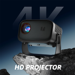 145° adjustable stand mini projector, with WiFi and Bluetooth, 4K quality, electric focus, keystone correction, home theater