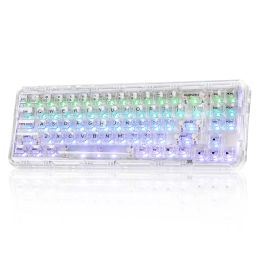 YUNZII X71 68% Layout Wireless BT/2.4G/USB-C Gasket Hot-Swap Transparent RGB Mechanical Gaming Keyboard with Clear Keycaps