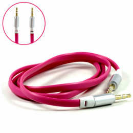 Auxiliary Music Cable 3.5mm to 3.5mm Flat Wire Cable (Hot Pink)