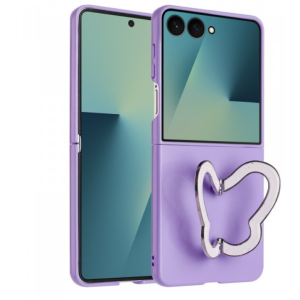 Case with Butterfly Kickstand for Samsung Galaxy Z Flip 7 (Purple)