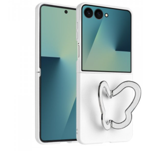 Case with Butterfly Kickstand for Samsung Galaxy Z Flip 7 (White)