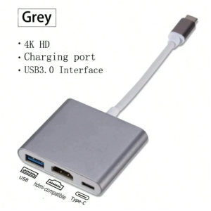 USB Hub 3 In 1 USB C To HDMI-Compatible USB 3.0