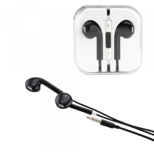 iPhone AUX Style Stereo Earphone Headset with Mic and Volume Control (Black)