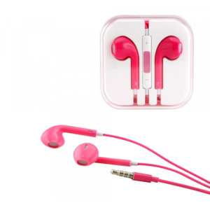 iPhone AUX Style Stereo Earphone Headset with Mic and Volume Control (Hot Pink)