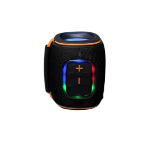 Bluetooth Drum-Style Speaker with LED Lights and FM Radio, Portable, Loud Sound JC600 (Black)