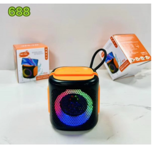 Bluetooth Wireless Speaker with Phone Stand Slot – Loud Sound, LED Light, Compact & Portable 688 (Black)