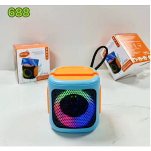 Bluetooth Wireless Speaker with Phone Stand Slot – Loud Sound, LED Light, Compact & Portable 688 (Blue)