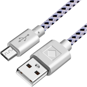 Woven nylon cloth data cable - White-1m