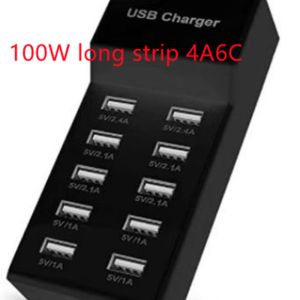 5V2a Charger USB multi port mobile phone charger - Black 100W long strip 4A6C-EU