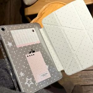Green Wave Point iPad Case For iPad Pro 11 13in 2025 iPad Pro 12.9in Air7 10th 11th M4 M5 Y-Shaped Folding Protective Cover